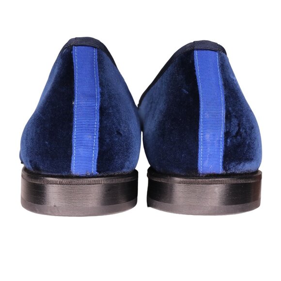 NEW Blu Scarpa Italy Men 19.5 Navy Blue Velvet Dress Shoe Slipper Formal Loafers - Picture 5 of 14